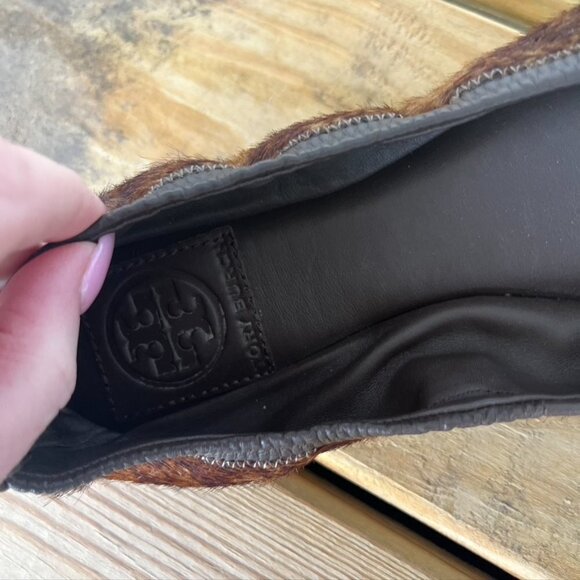 Tory Burch Calf Hair Animal Print Ballet Flats Size 7.5 brown - Picture 7 of 8